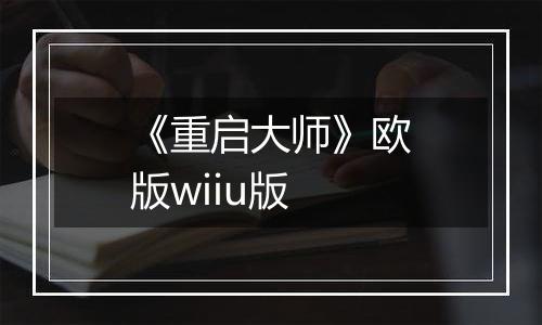 《重启大师》欧版wiiu版