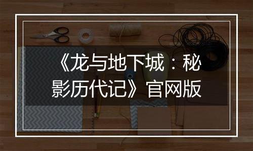 《龙与地下城：秘影历代记》官网版