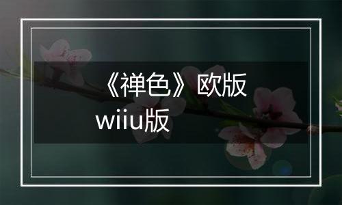 《禅色》欧版wiiu版