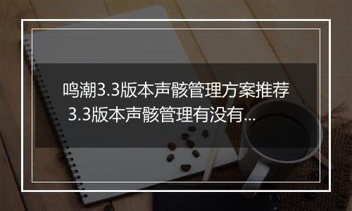 鸣潮3.3版本声骸管理方案推荐 3.3版本声骸管理有没有方案码