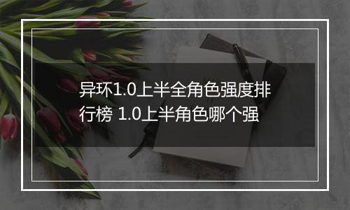 异环1.0上半全角色强度排行榜 1.0上半角色哪个强