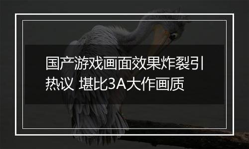 国产游戏画面效果炸裂引热议 堪比3A大作画质