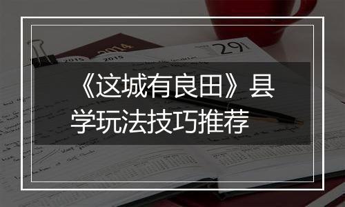 《这城有良田》县学玩法技巧推荐